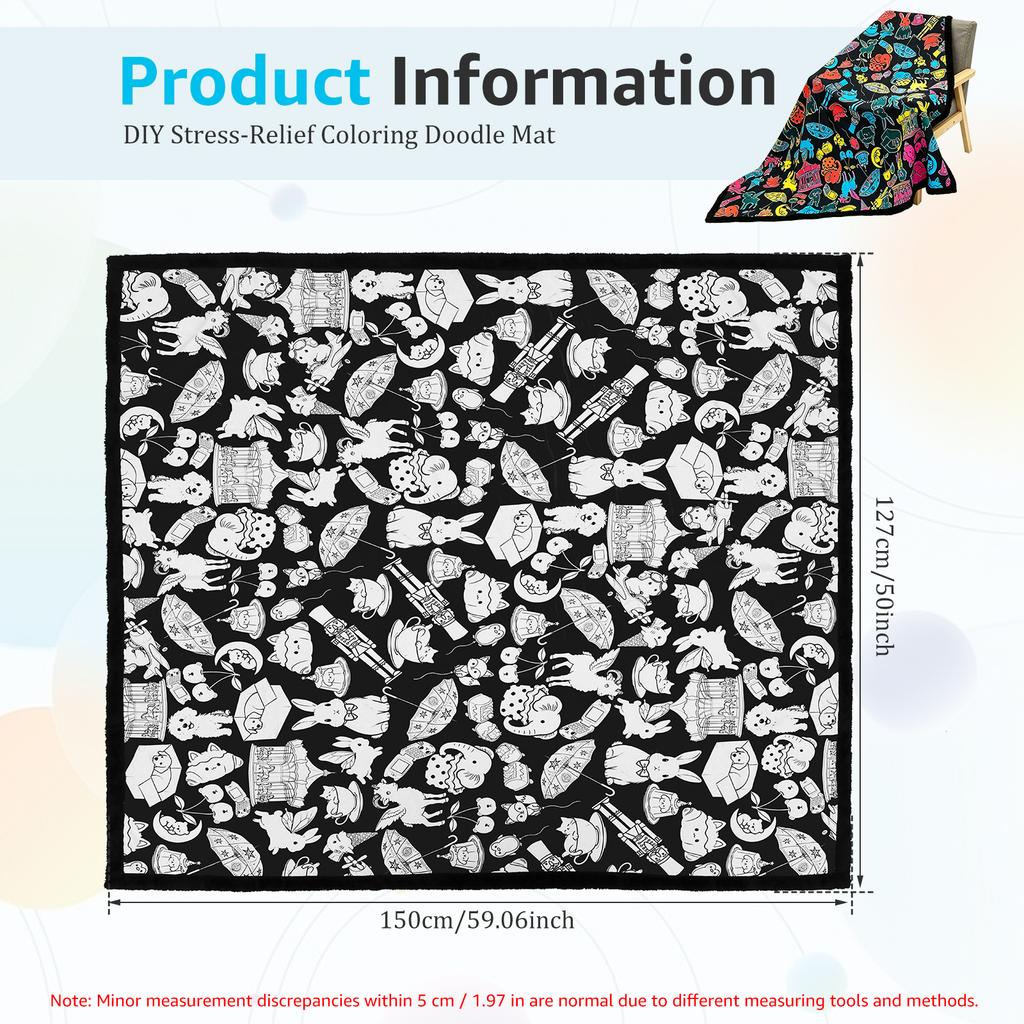 DIY Coloring Blanket Creative Art Project Painting Blanket Machine Washable Soft Customizable Coloring Blanket for Home Decor