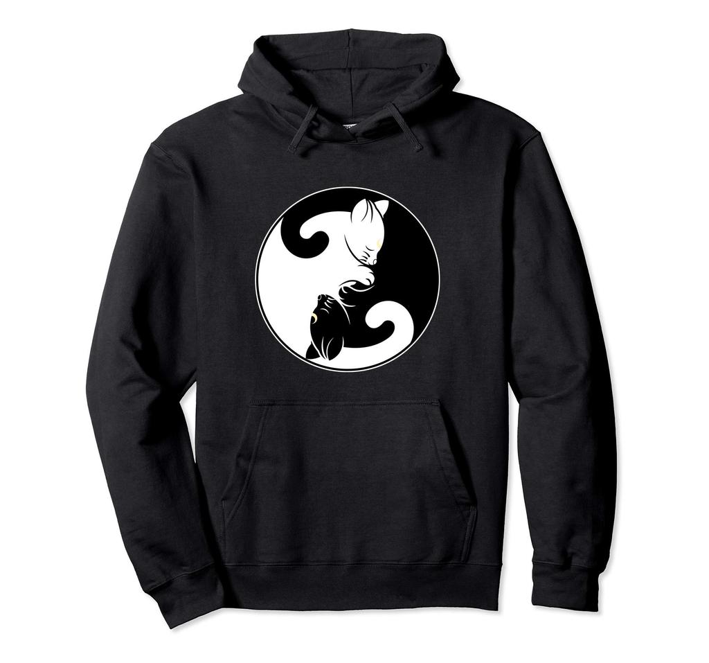 Kawaii Yin Yang Cat Moon Crescent Hoodie
