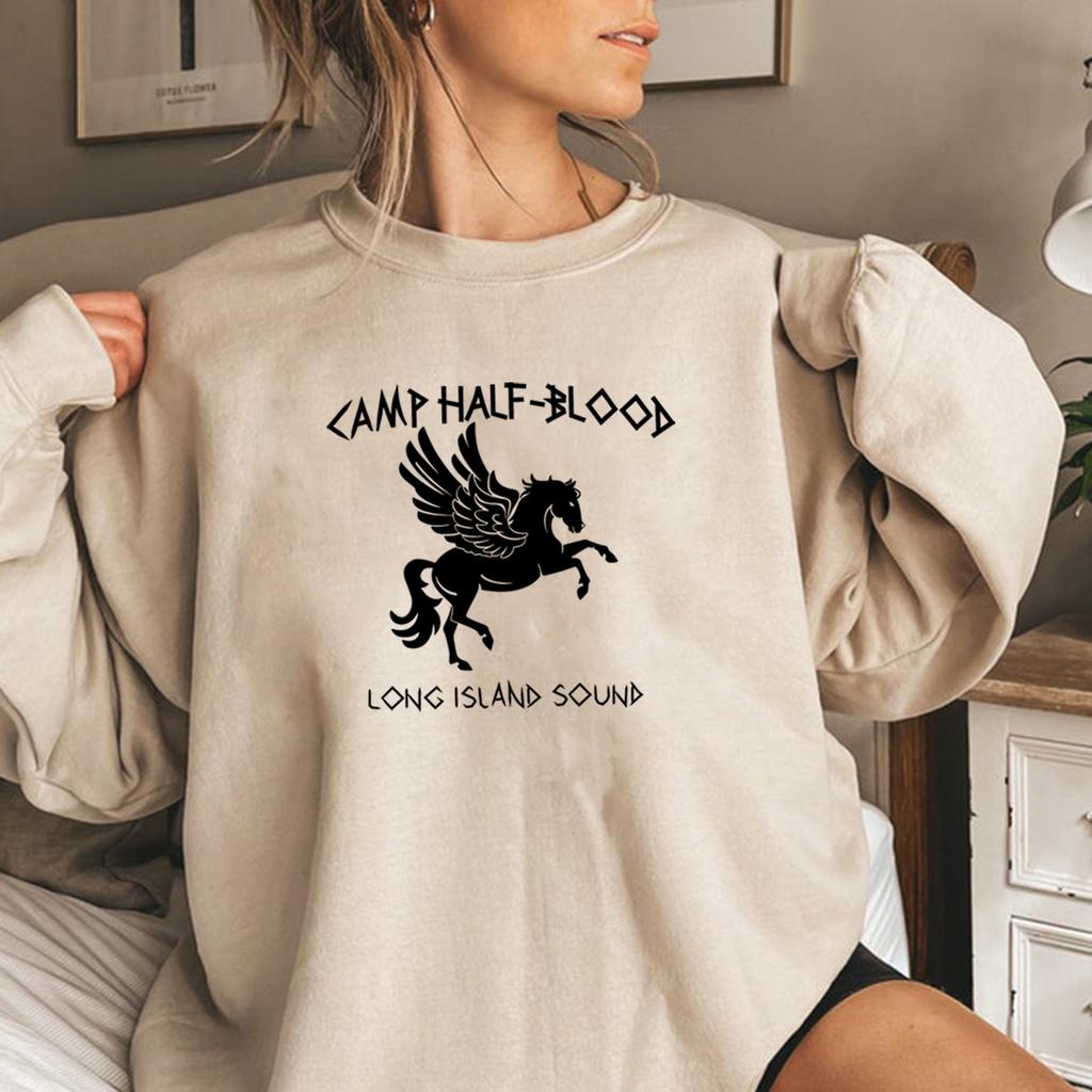 Unisex Camp Half Blood Sweatshirt Percy Jackson Hoodies Long Island Sound Olympian SPQR Pullover Vintage Unisex Sweatshirts Streetwear