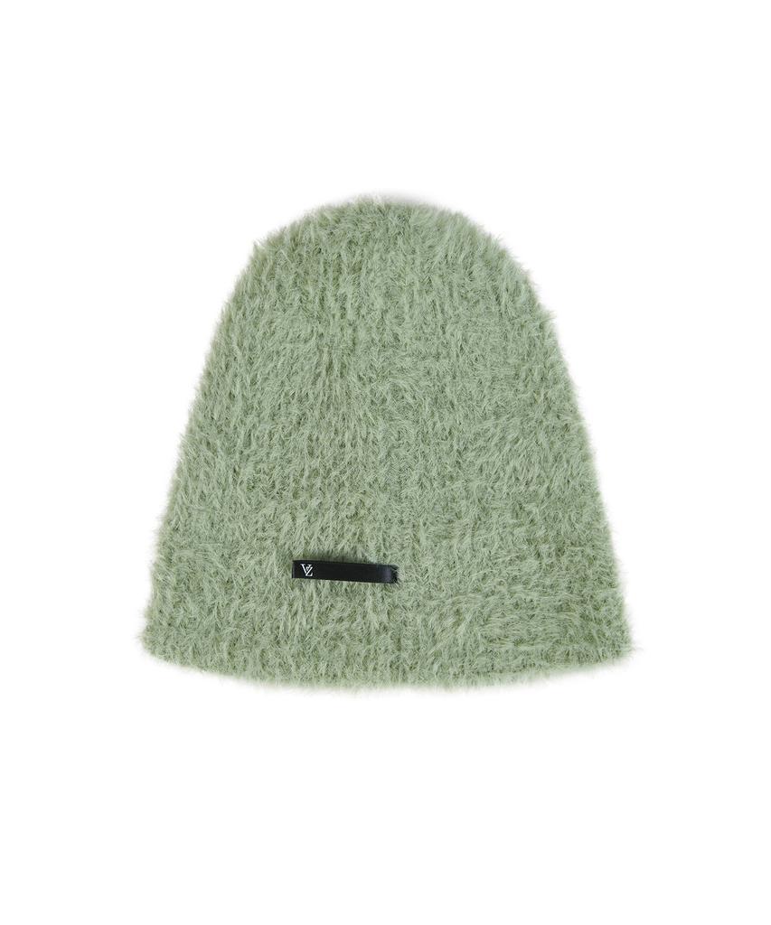 Bajal Va Brooch Soft Angora Beanie Light Khaki