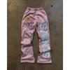 Pantalones Deportivos Y2K Streetwear Hombre Mujer Hip Hop Retro Bordado de Letras Empalmados Pantalones Casuales Elásticos Cintura Alta Pantalones de Jogging