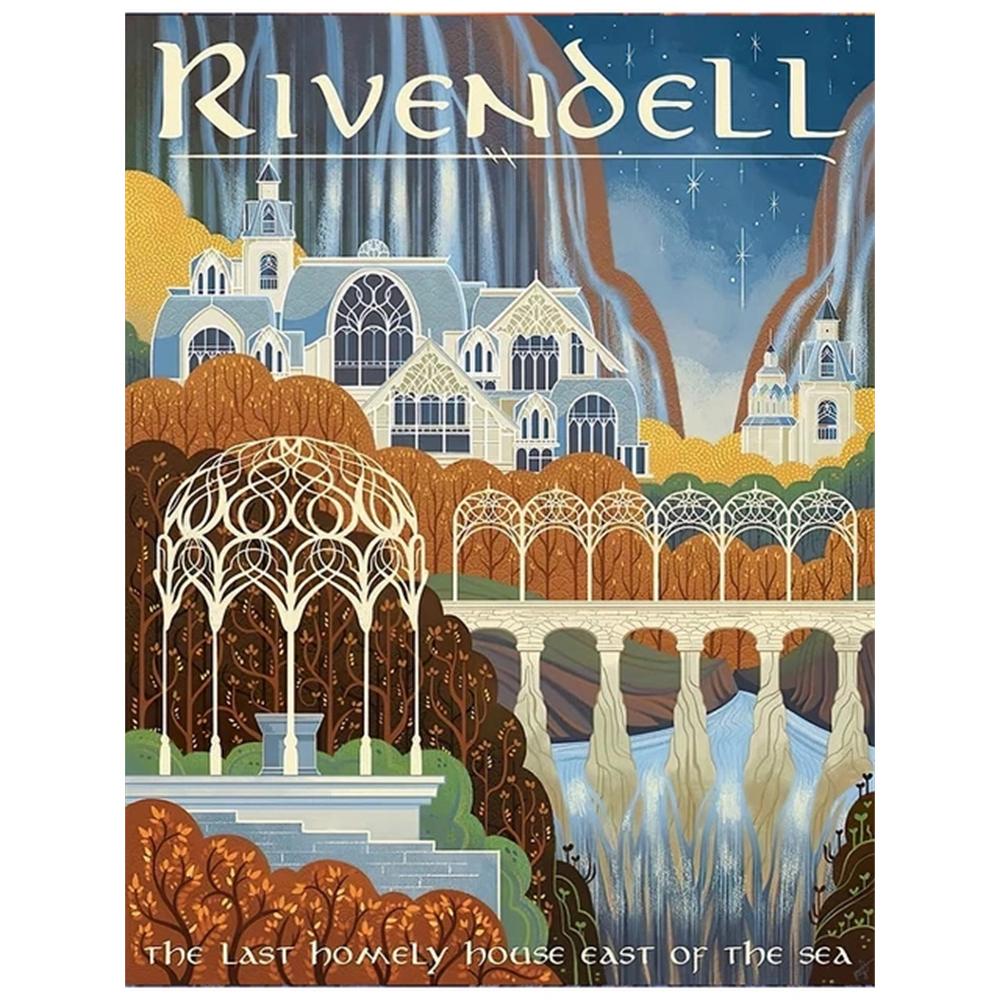 Diamond Painting Abstract Ring Art Retro Full Drill Kit Vintage Film Mordor Castle Lord Magic Kid Bed Room Decor