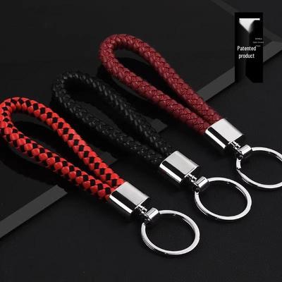 Men's Practical Woven Leather Keyring - Creative Thickened Rope Bag Pendant
