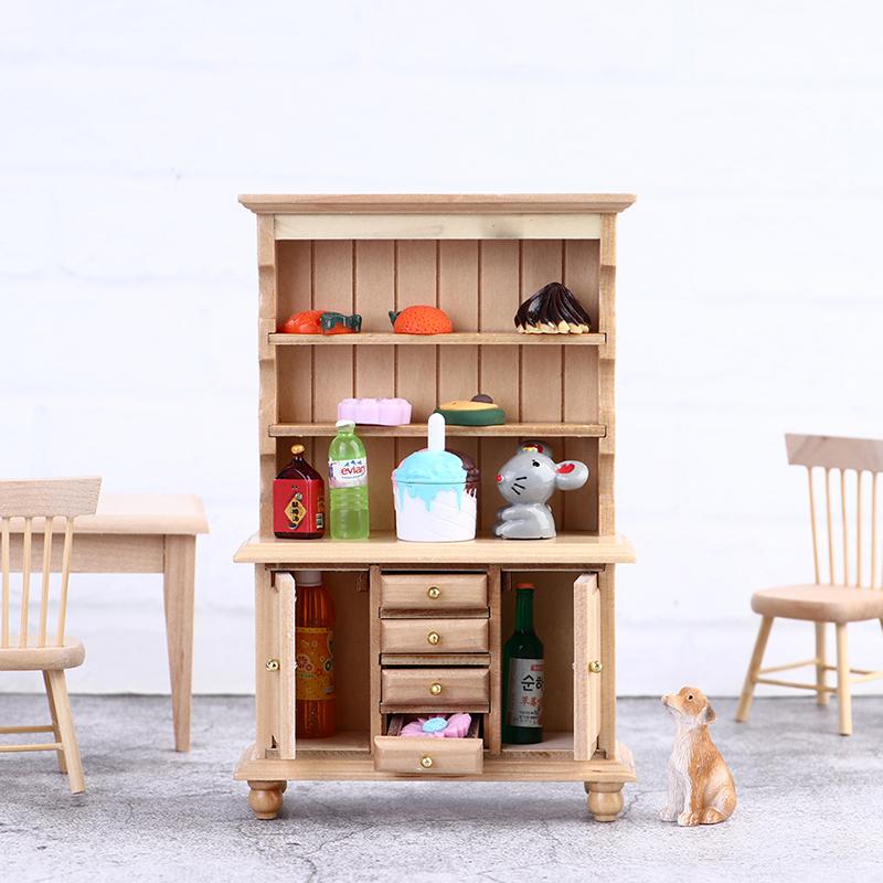 1:12 Dollhouse Miniature Wood Display Cupboard Shelf Cabinet Decoration Painted