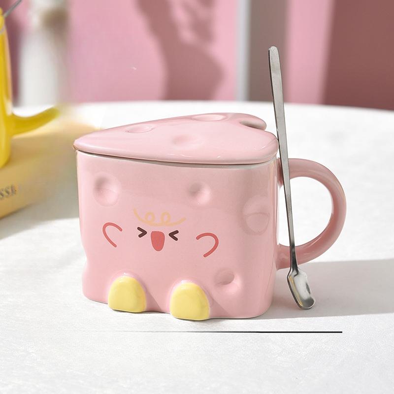 

Сир Сир Кружка Дівчата Високоцінна Чашка з Кришкою та Ложкою Керамічна Мила Подарунок на День народження Креативна Чашка для води 400ml