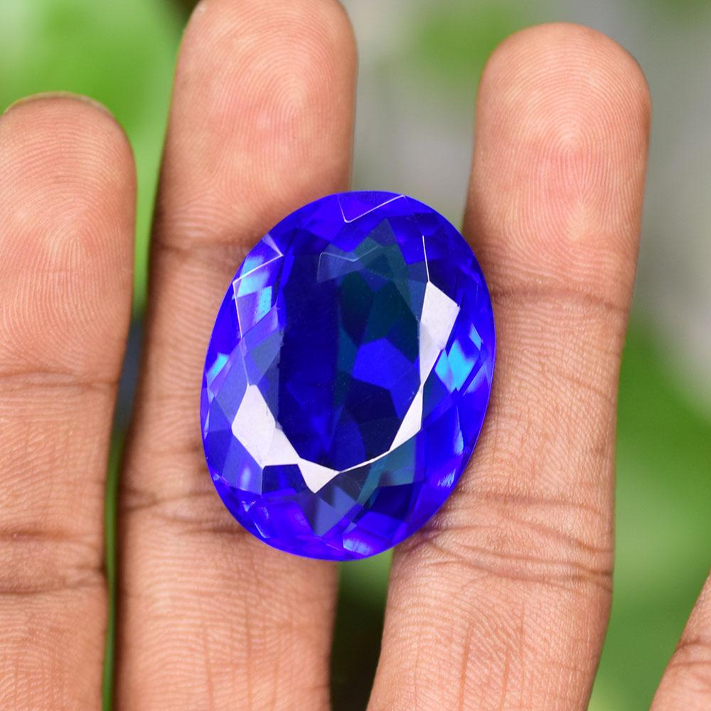 Lab-Created Blue Sapphire Loose Gemstone High Quality 71.9 Ct Oval Cut September Birthday Birthstone
