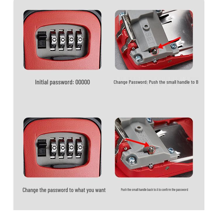 Wall-Mounted Key Lock Box with Password for Temporary Use at Home and Guesthouses