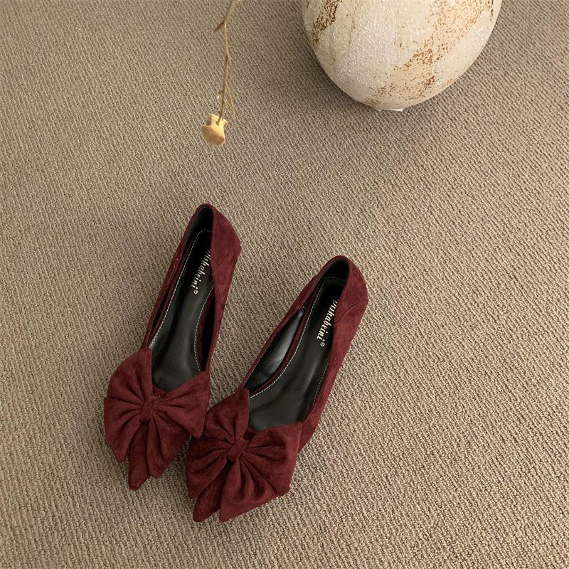 

2025 Весна/Осінь Чорні Атласні Туфлі-човники на шпильці з бантом Size 38