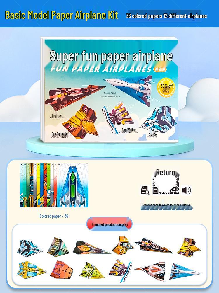 3D Colored Paper Airplane Folding Kit for Kids - Educational Toy for Creativity and Thinking Development
