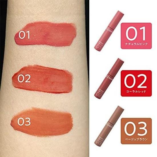 Cezanne Watery Tint Lip 02 Coral Red 4.0g Formula Long-lasting Shine Lipstick