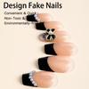 Minimalist Black Bow Ladder False Nails - French and American Style