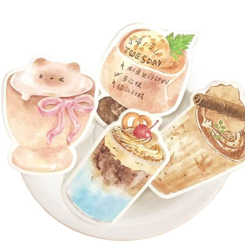 Gift NOTE FOR Notes Slow Life Coffee Series Retro Drink Notebook Message Memo Kawai Stationery Office Accessories Memo Pad