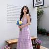 Holiday wind beach skirt backless lavender chiffon swinging air dress photo