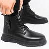 Large Size Martin Boots Men's Side Zipper Autumn Fashion Trendy Men's Outdoor Black Medium Top Short Boots Tooling Boots