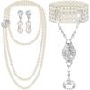Maitys 3 Pcs 1920s Pearl Jewelry Set Halloween Flapper Accessory | Halloween Costume, Necklace Bracelet Earrings, Imitation Pearls, Christmas Vintage