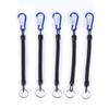 5Pcs Elastic Fishing Rope Boating Lanyards With Camping Carabiner Buckle Secure Lock Blue