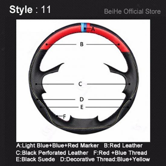 DIY handgenähte rutschfeste schwarze Leder-Wildleder-Auto-Lenkrad-Abdeckung für den Innenraum des BMW Z4 E89 2009–2016