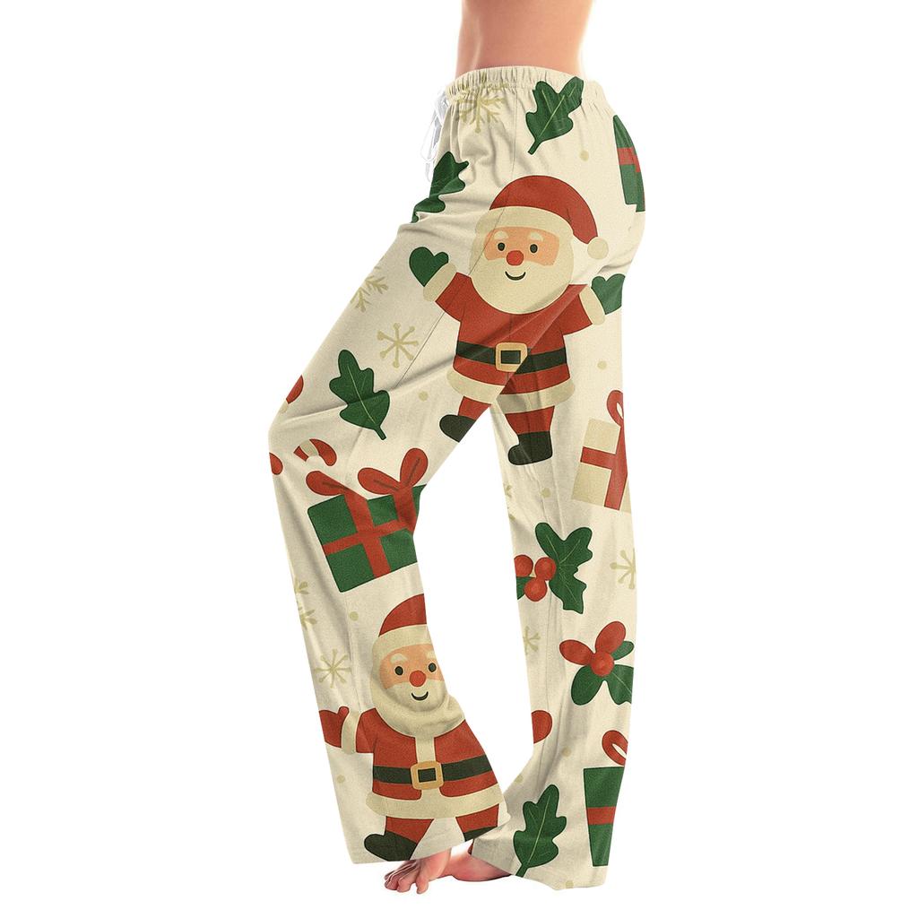 Women's Drawstring Christmas Printed Casual Pants