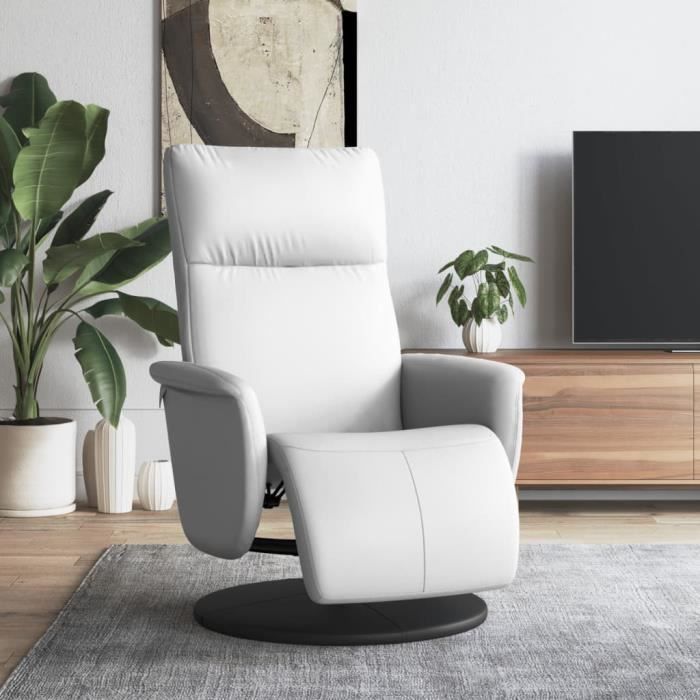VidaXL Fauteuil inclinable avec repose-pieds blanc similicuir 356550