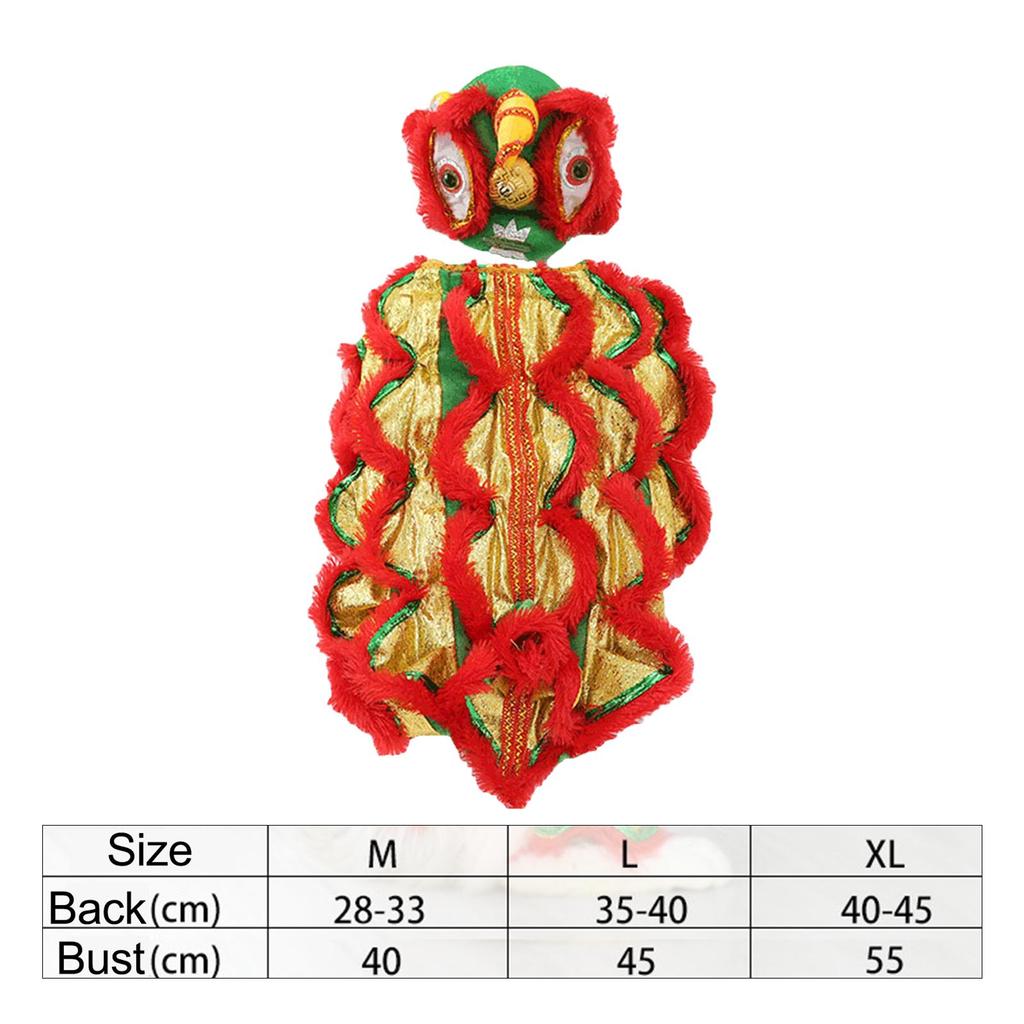 Fun Hoodies Coat Chinese New Year Lion Dance Pet Costume, Stylish Outfit for Furry Friend for Holiday Stage Performance Cosplay