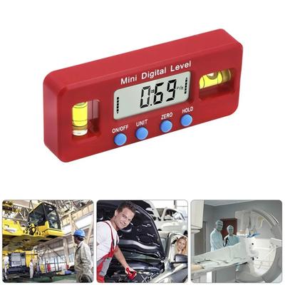 100mm Roter Mini Digitaler Wasserwaage Winkelmesser Neigungsmesser Magnetischer Winkelmesser Elektronische Messdose Wasserwaage Kasten Messwerkzeug für Schreiner