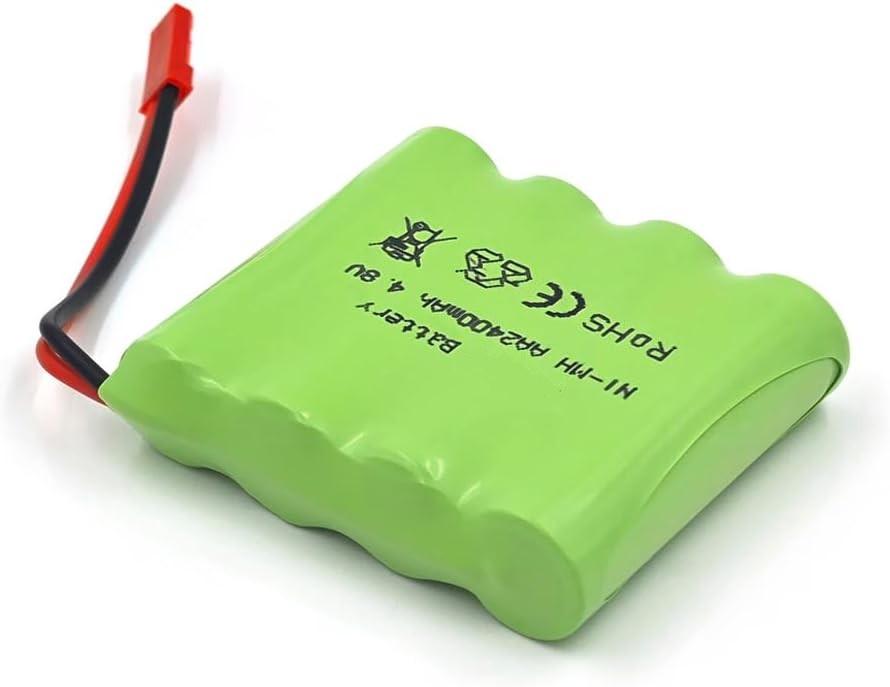 Rechargeable Battery 4.8V 2400mAh NiMH AA with JST Connector - Battery Pack for RC Cars, Remote Control Trucks