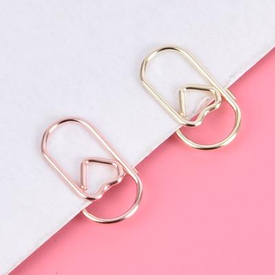 50Pcs /Bag The Mini Heart Gold Rose Gold Color Clip Bookmark Metal Paper Clips