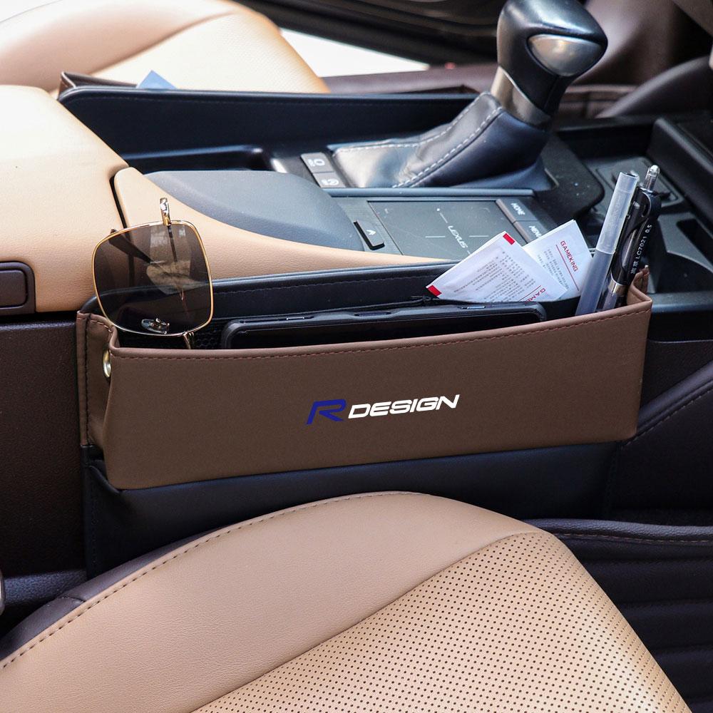 Leather Car Center Console Storage Box Auto Emblem Seat Gap Organizer Accessories For Volvo XC90 C30 T6 S60 C70 XC70 V70 S80 S40