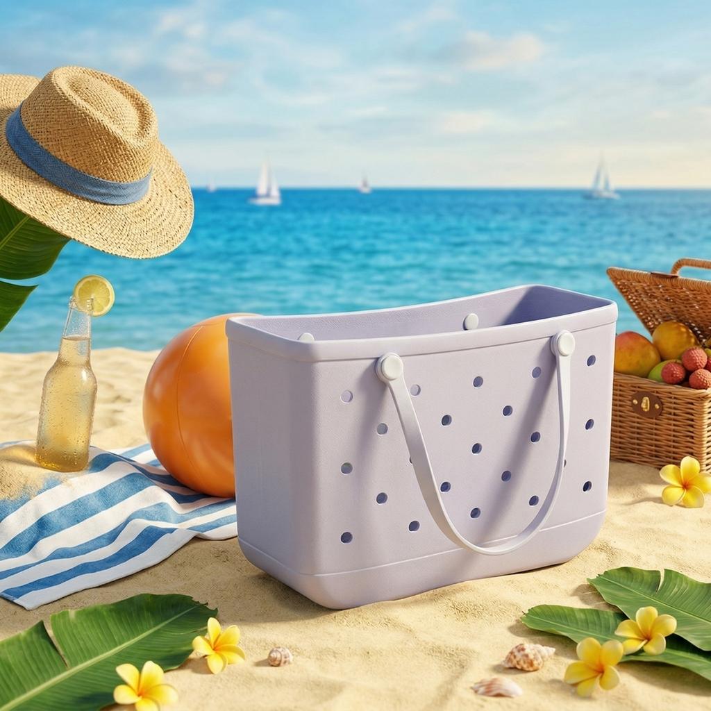 Summer Beach Bag, Outdoor Shopping Bag, Perforated Bag, Swimming Bag, Large Capacity Tote Bag