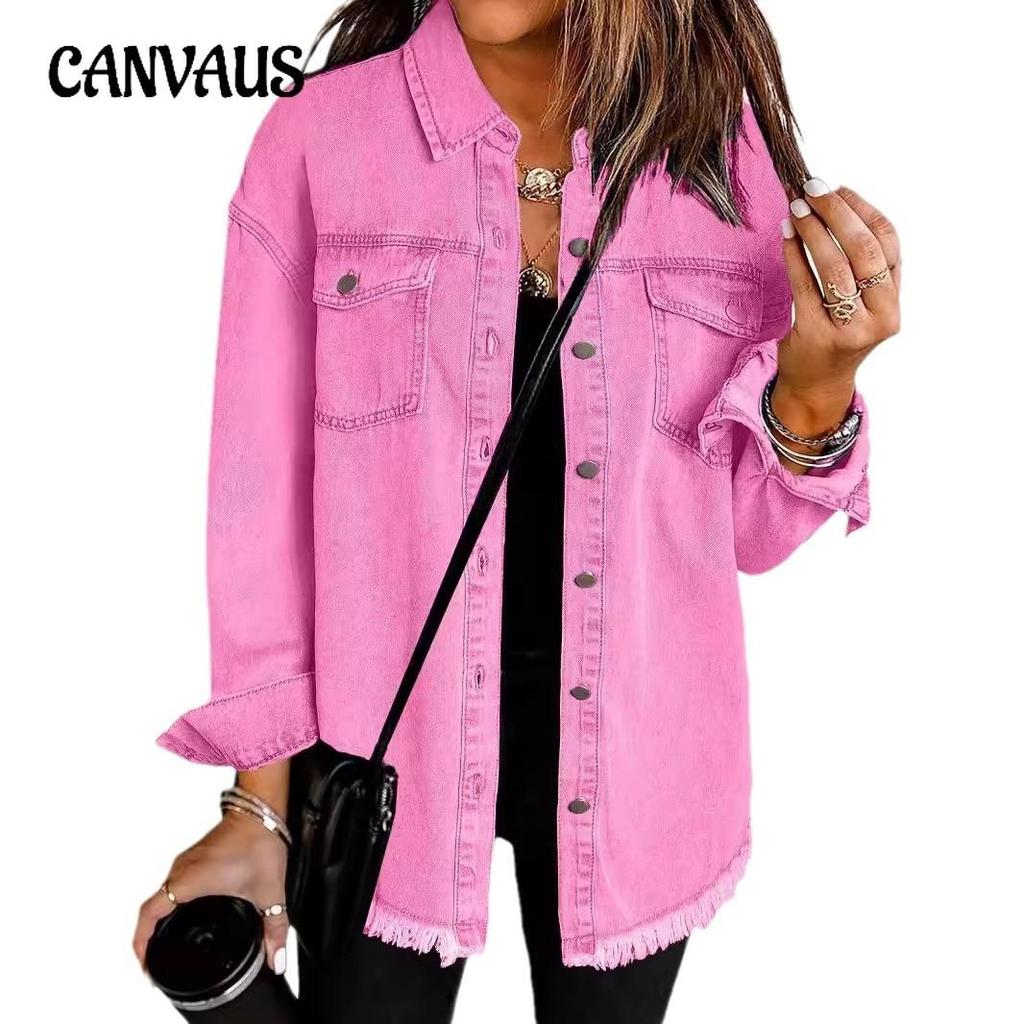 Nieuw denim jack voor herfst en winter, met een unieke streetstyle en ruche zoom voor dames