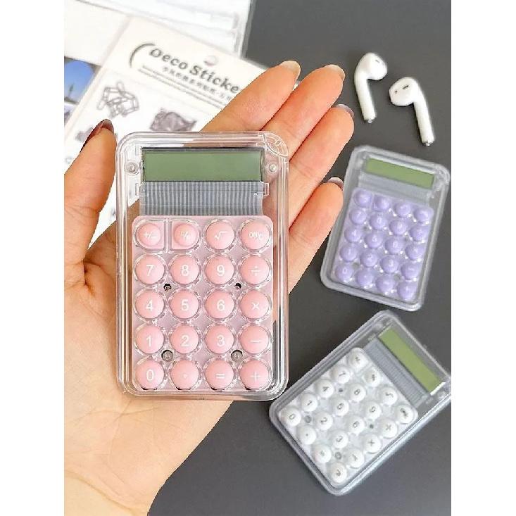 Mini Calculator 8-Digit LCD Display Transparent Portable Calculator for Students