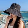 Drawstring Fisherman's Hat Children Spring and Summer Big Edge UV Protection Sun Hat Outdoor Beach Breathable Hat