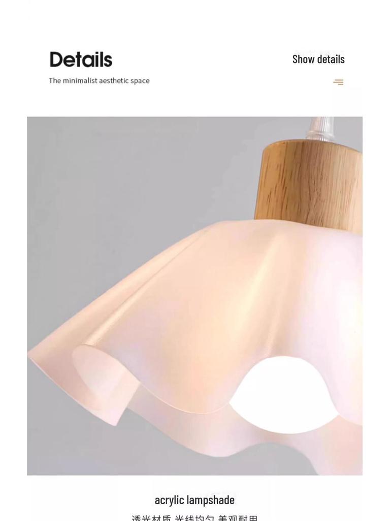 Candelabru nordic japonez Wabi-Sabi din lemn pentru noptieră și sufragerie, design cu flori crem