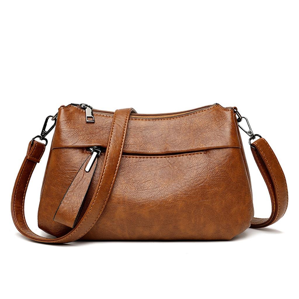 Women S Crossbody Bag Soft Pu Leather Bucket Bag Middle-Aged Women S Bag Sturdy Adjustable Strap Handbag For Middle-Aged Women