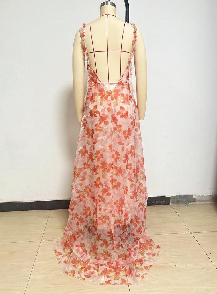 2026 Fashionable European and American V-neck Lace Backless Graduation Dress - Summer Style