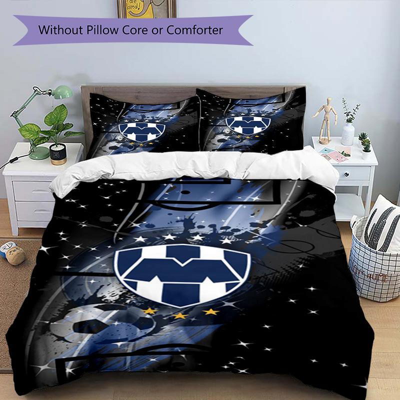 C.F.Monterrey Football Crest Art Printed Pattern Duvet Cover Set – includes 1 duvet cover and 2 matching pillowcases Bedroom decor Christmas gifts