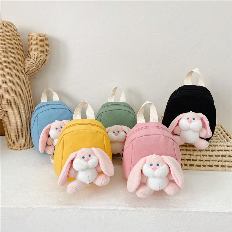 Adorable and Stylish Children's Backpack for Kindergarten Babies, with A Schoolbag-shaped Doll and A Rabbit-shaped Bag