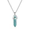 JWER Hexagonal Column Crystal Pendant Natural Stone Quartz Necklaces Silver Color Chain Necklace For Women Men Fashion Jewelry