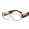 50224 New Arrival Small Square Frame Leopard Decoration Retro One Piece Women Men Shades Vintage Sunglasses