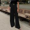 Women's Spring/Fall Commuter-Style Trousers: High-Waisted, Relaxed-Fit, Simple, Floor-Length Pants