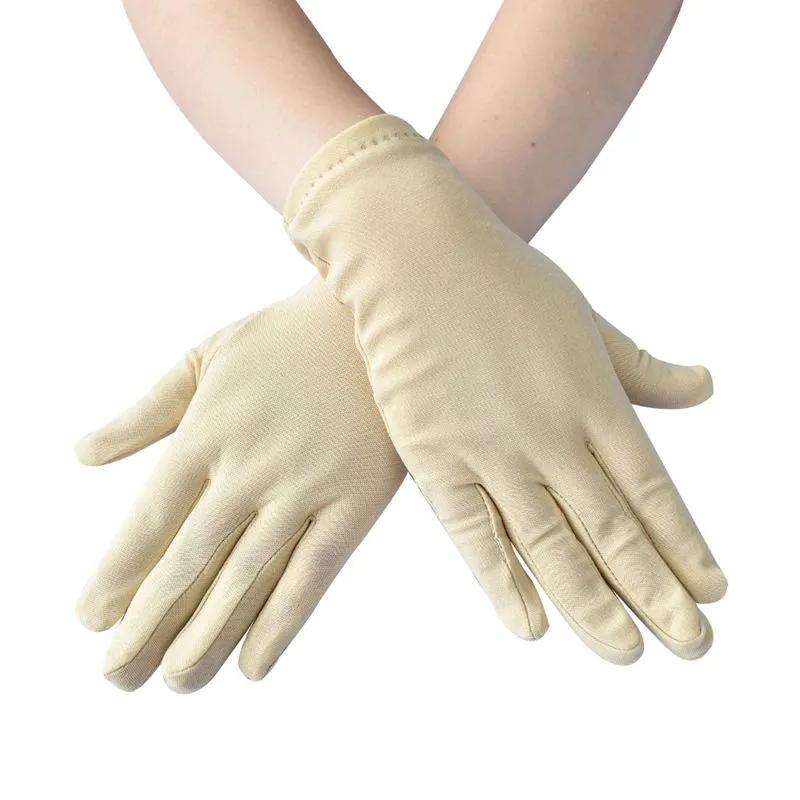 Guanti protettivi per le mani da donna per la primavera e il nuovo, in latte di seta satinato elastico, corti, sottili e traspiranti