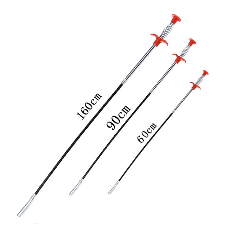 1/3PC 60/90/160cm Multifunctional Spring Pipe Dredge Tool With Grapple Hook Sewer Dredge Pipeline Toilet Kitchen Cleaning Tools