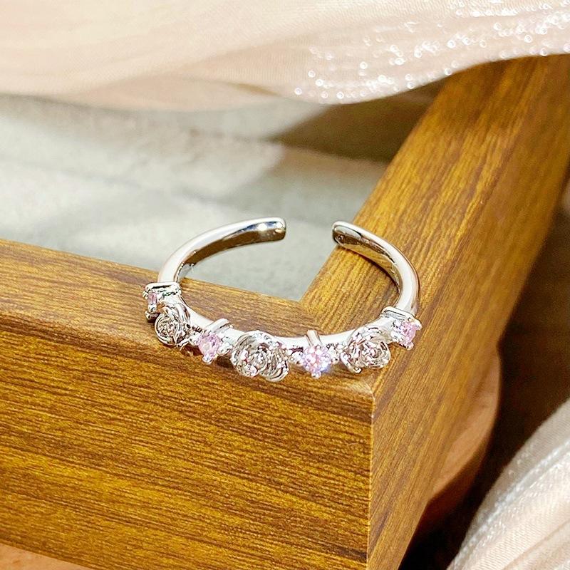 Überraschungsbox Süßer Rosa Zirkon Mädchen Herz Öffnungsring Schmetterling Stern Nische Stapelbares Tragen High-End Ring