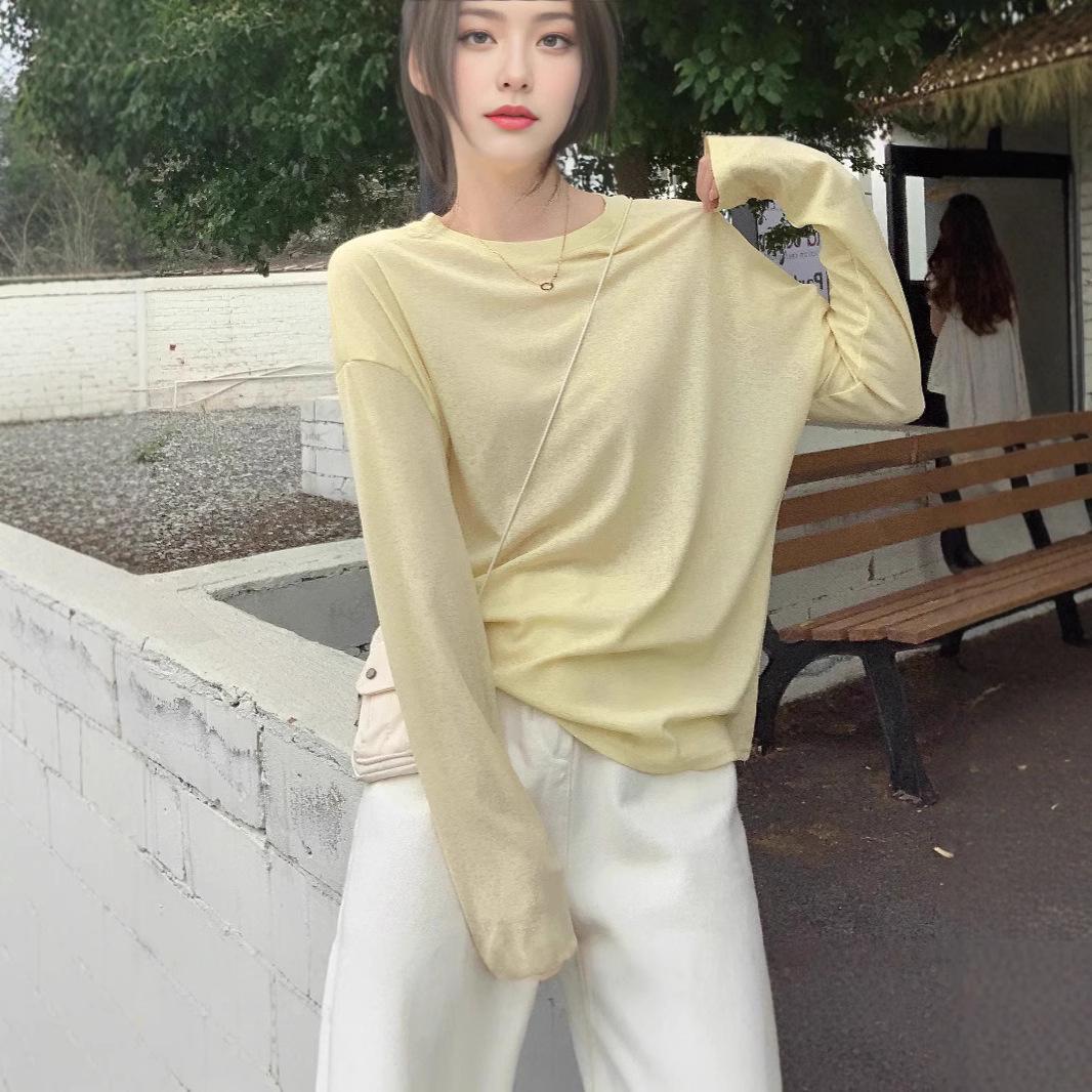 

2025 Spring Women s Micro-Transparent Sun Protection Loose Long Sleeve Round Neck Cardigan M