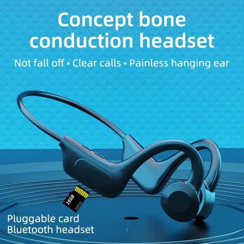 Waterproof Bone Conduction Earphone Sport Running Wireless Bluetooth Headphone with Microphone And TF SD Card Support