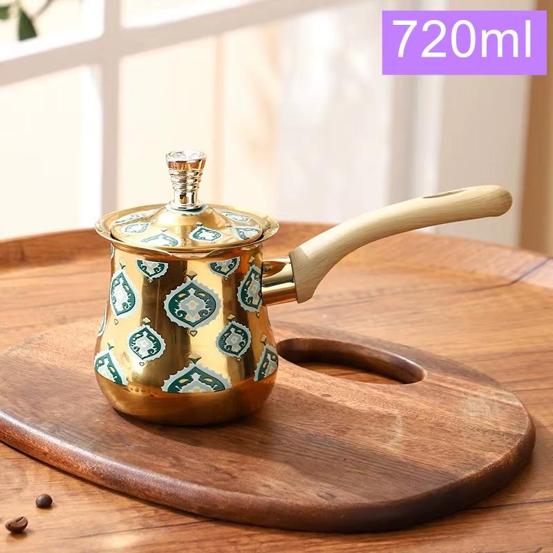 Stainless Steel Coffee Pot with Lid Chocolate Butter Milk Cup Coffee Tea Melting Jug Moka Pot for Office Home Kitchen