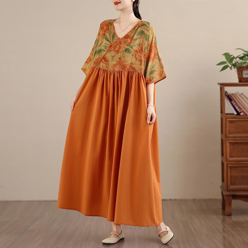 DIMANAF New 2026 Women Plus Size Summer Beach Lady Long Dress Loose Oversize Maxi Floral Print Fashion Holiday
