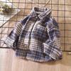Kinder Retro Karo Langarmshirt - Unisex Strickjacke mit Revers