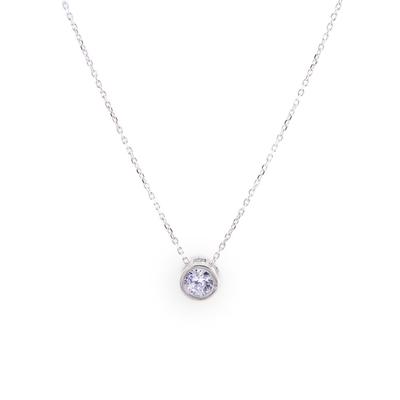 92.5 Silver Simulant Diamond Round Necklace Ss238N