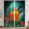 Halloween Curtains Horror Pumpkin Pumpkin Car Semi Blackout Curtain for Bedroom Living Room Window Kitchen Office Home 2panel